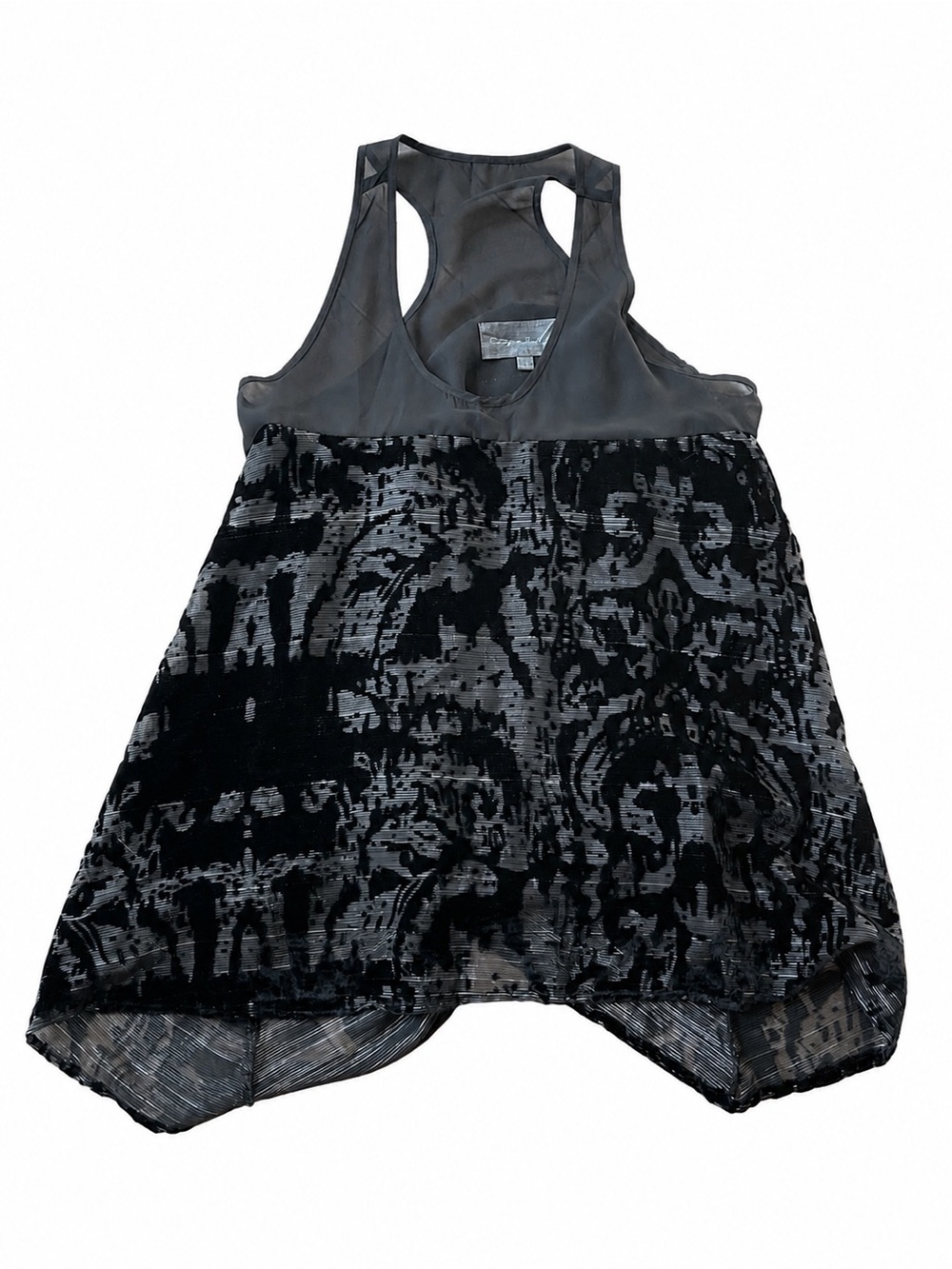 Anthropologie Sunday in Brooklyn Velvet Burnout Swing Tank Black Gray Sz S Boho